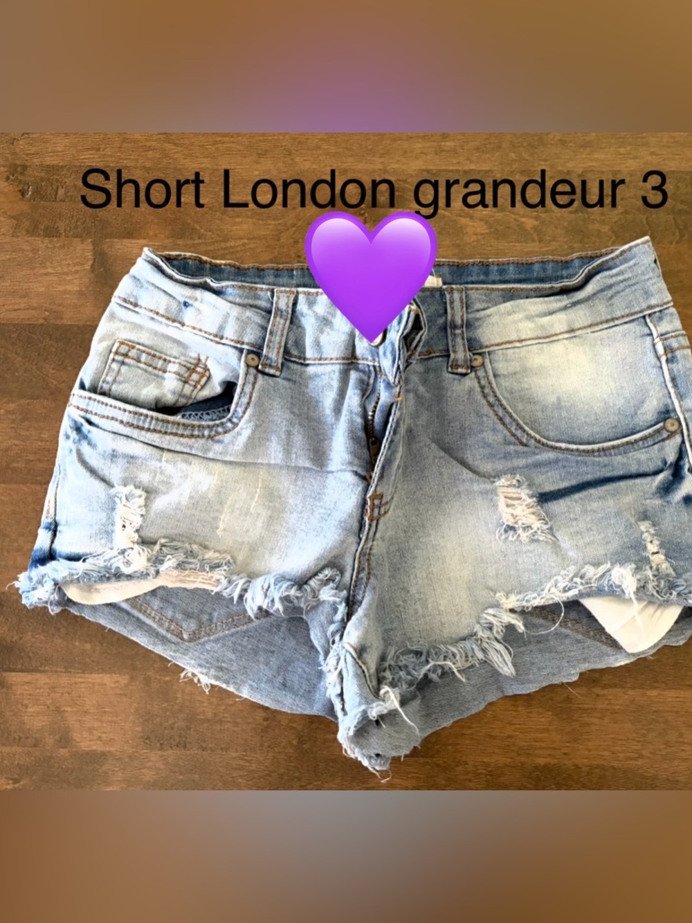 London Grandeur Light Blue Distressed Denim Shorts